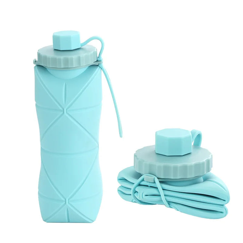 600Ml Silicone Collapsible Sports Water Bottles Outdoor Camping Folding Water Cup Large Capacity Travel Foldable Leakproof