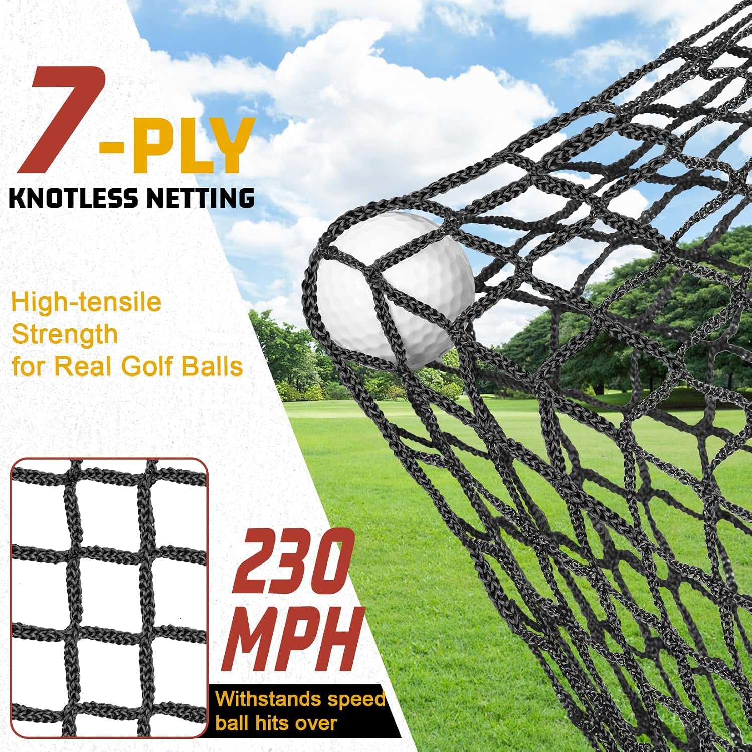 10X7Ft Golf Practice Net with Side Shank Nets, Golf Hitting Net for Backyard Driving Range, Indoor Outdoor Training