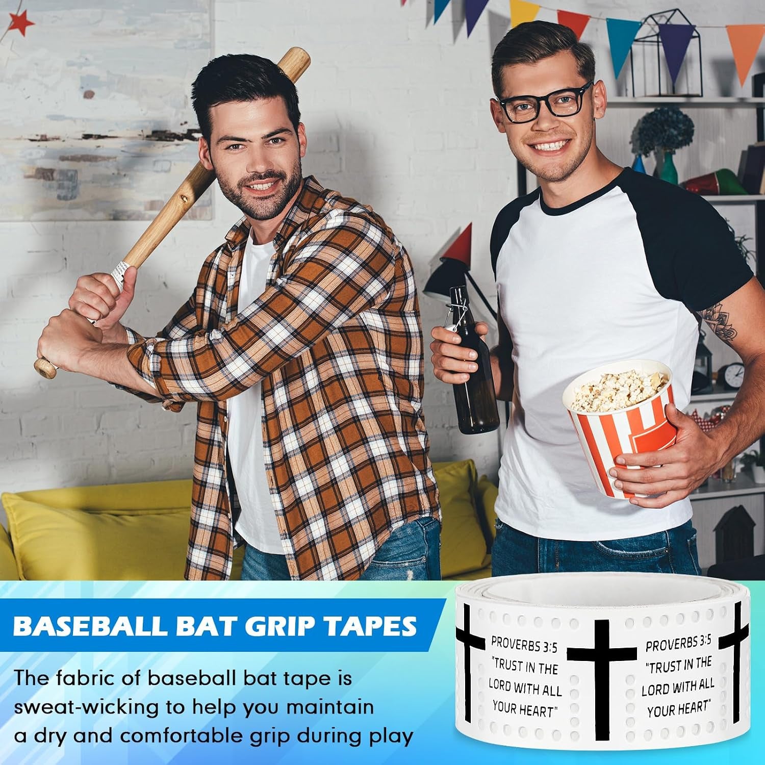Faith Cross Baseball Bat Grip Tapes 1.1Mm Precut Full Adhesive Softball Grip Tape,Non-Slip Softball Bat Wrap Religious Cricket Batting Tape Replacement