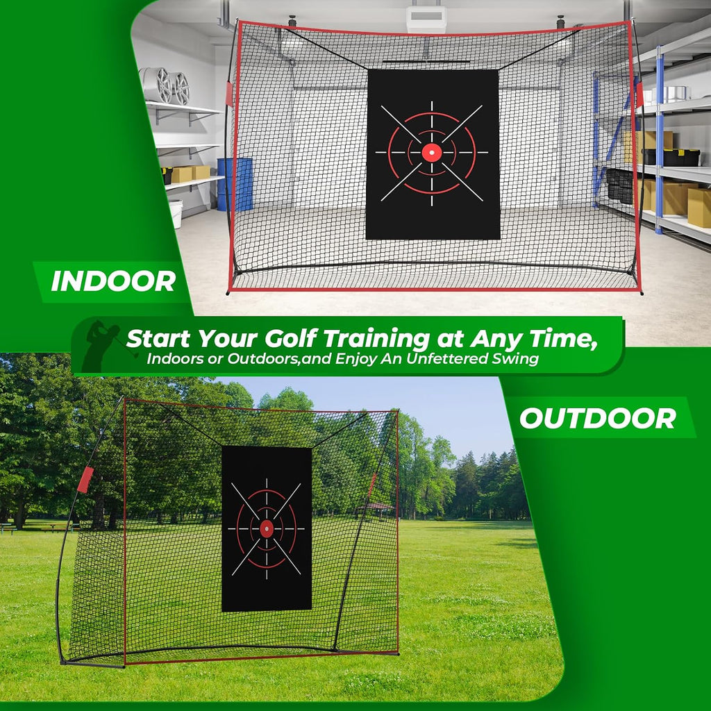 Golf Net, 10 X 7FT Heavy Duty Golf Practice Net with Chipping Practice Net, Golf Practice Net, Training Net for Backyard Driving Chipping Indoor Outdoor Training