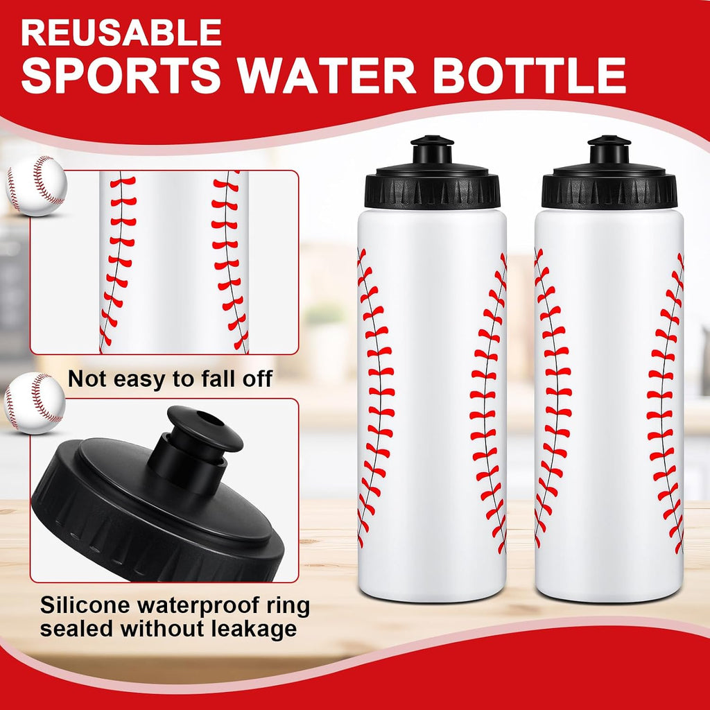 Baseball Water Bottle Bulk Reusable Sports Bottle 20 Oz Squeeze Baseball Accessories Gifts School Sports