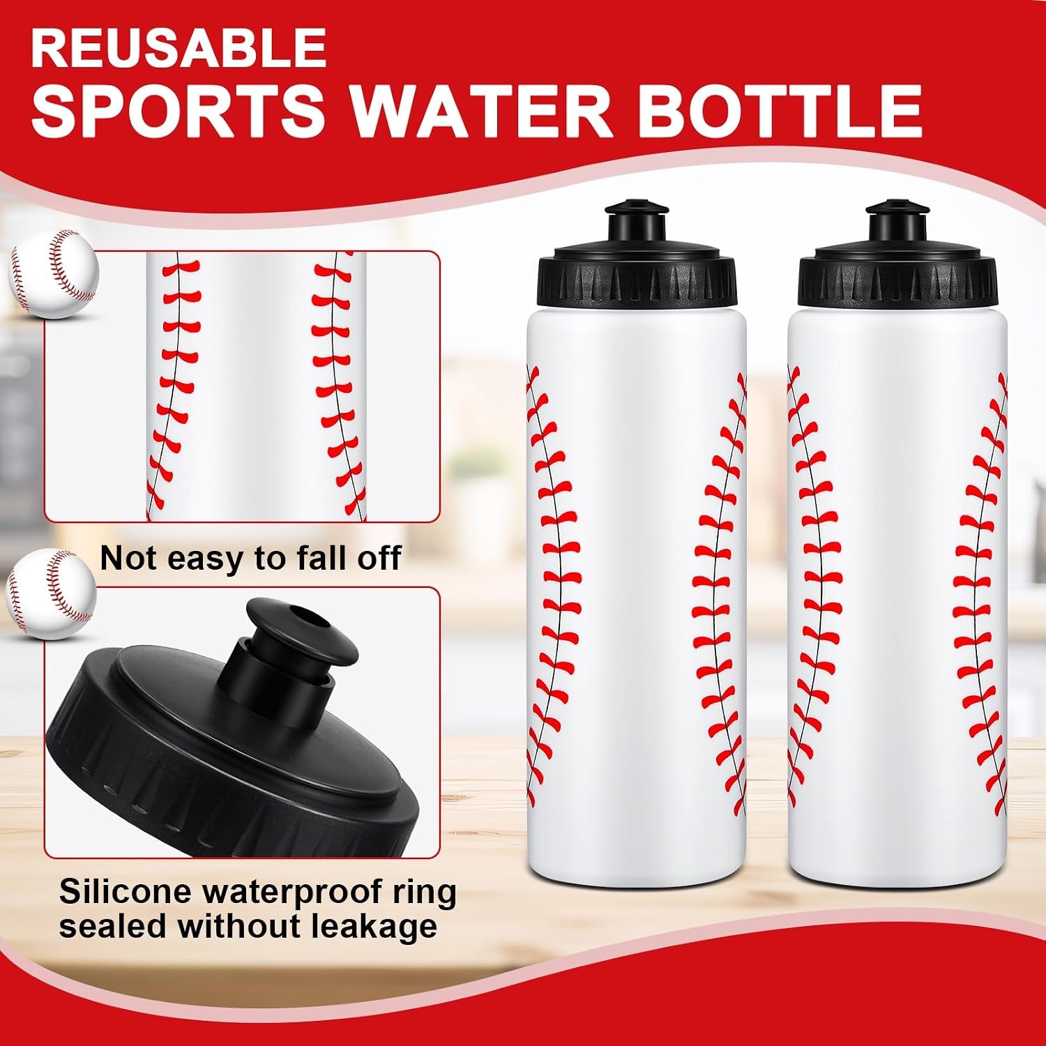 Baseball Water Bottle Bulk Reusable Sports Bottle 20 Oz Squeeze Baseball Accessories Gifts School Sports