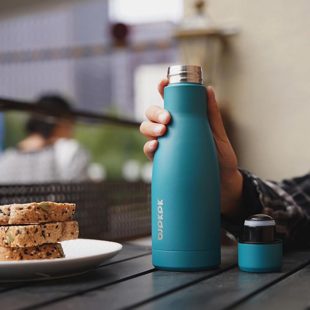 17Oz Insulated Water Bottles Stainless Steel Sports Water Bottles Keep Cold and Hot for Travel Dishwasher Safe,Lake Blue